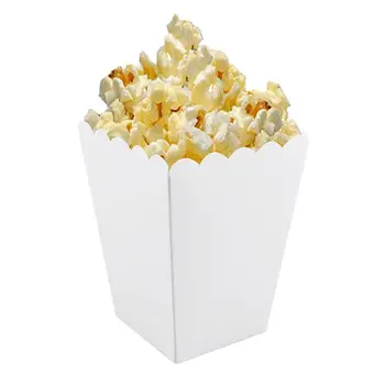 50TK Paber Popkorni Kasti Pulm Kristalliseerunud Toidu Kott Soosib Sünnipäeva Teenetemärgi Asjade Puhas Valge Kokkuklapitavad Popcorni Karp