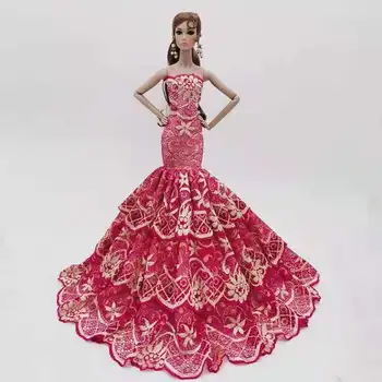 Mood Fishtail Off-Õla Riided Barbie Nukk Aksessuaar Pool Kleit Printsess Merineitsi Vestidoes Pulm Kleit 1/6 BJD Mänguasjad