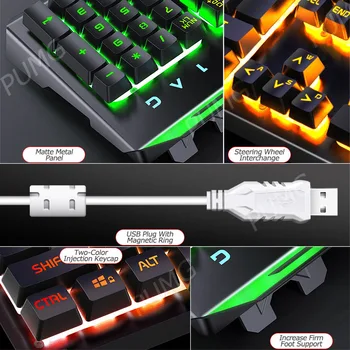 Wired Gaming Mehaaniline Klaviatuur Mängija RGB Backlight Ergonoomiline Taustavalgustusega Klaviatuur Tahvelarvuti Lauaarvuti Koos Telefoni Omanik