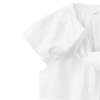 ZA Euroopa ja Ameerika stiilis 2021 kevadel uued naiste riided niši retro bowknot nukk valge krae lahti lühikeste varrukatega top