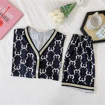CAIYIER Uus Naiste Silk Satin Pidžaama Komplekt Kirja Prindi Sleepwear Suvel Lühikesed Varrukad lühikesed Püksid Lahe Nightwear Seksikas korea Siserõivad
