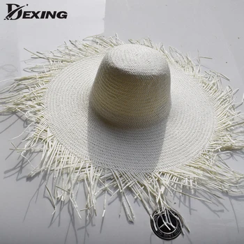 Lai Nokk must Suvine päike Müts Naistele beach Õled Müts UV Kaitse Valge mere Mütsid puhkust Panama rand, päike müts