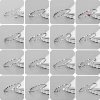 S925 Sterling Silver Õhuke sõrmustes Läikiv Tsirkoon Kõver Laine Dolphin Loomade Lihtne Geomeetriline Ringi Naistele Tüdruk Ehted Kingitused