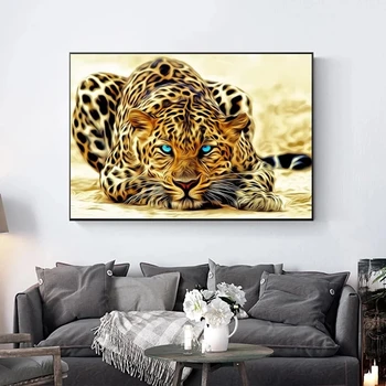 Leopard Vaadates Saagiks Looma-Lõuendile Maali Abstraktse Plakatid ja Pildid Seina Art Cuadros eest elutuba Kodu Kaunistamiseks