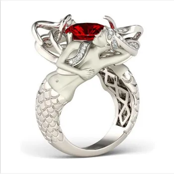 Üheksa stiilis Padi lõigatud punane Loomulik Ruby Gemstone Ring Luksus 925 Sterling Hõbe Merineitsi Rõngad Naiste Pulm Ehteid