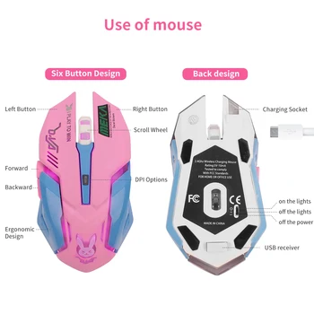 Laetav 2.4 G traadita vaikne hiir roosa helendav DVA arvuti gaming mouse 2400DPI (PC sülearvutid) DOTA, LOL