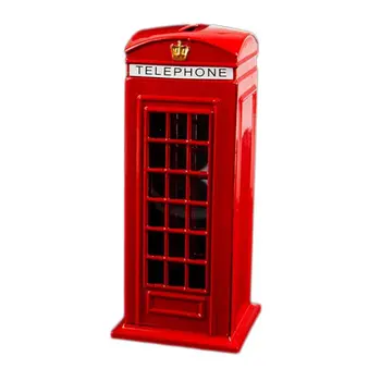 HFES Metall Punane Briti inglise London Telefoni Putka Pank Mündil Panga Säästa Pot Notsu Panga Punane Phone Booth Kasti 140X60X60Mm