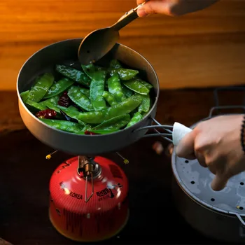 Keith Titaan Pot Väljas Telkimine Köögitarbed Toiduvalmistamis Auru Poti Komplekt Food Steamer Sahtel Fry Pan Tulekahju Induktsiooni pliit
