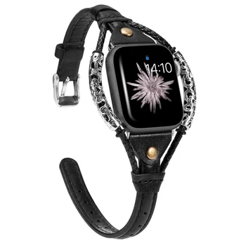 Naturaalsest Nahast rihm apple vaadata 5/4/3/2/1 bänd 38mm 40mm 42mm 44mm metallist käevõru watchband jaoks iwatch Tarvikud