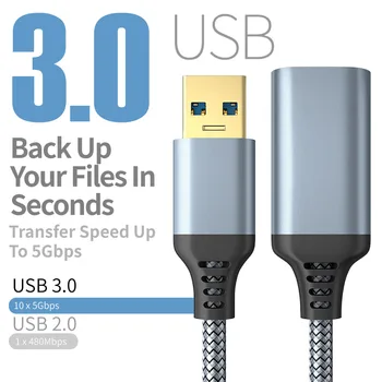 USB3.0 laadimiskaabel Meeste ja Naiste Pikendus Juhe Kiire Nailonist Punutud Eest Traat Data Kaabel Smart Sülearvuti, PC Arvuti