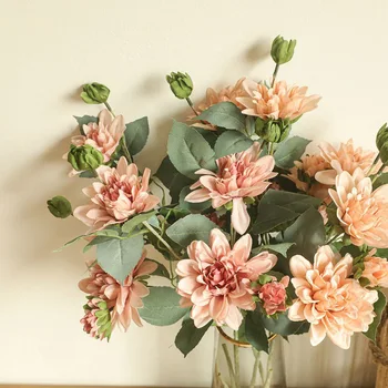 INS Jaapani Dahlia branch võltsitud jätab siidist kunstlilled Maja Decor fotograafia elutuba teenetemärgi flores