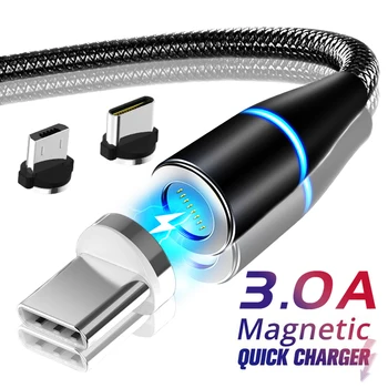 1m Magnetvälja Kiire USB-C Kaabel Huawei Samsungi Laadija 3A Kiire Laadimine 3.0 Micro-USB Type C Magnet Telefoni Laadimine Data Juhe