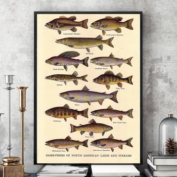 Õngitsemise kalapüügi Kunsti Lõuend maalisid Plakateid Prindib Tõugu Kala Mageveekalad Seina Pilt Kodus Ruumi Kaunistamine Seina Kahanda