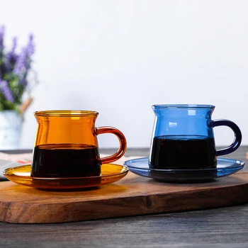 220ml Teacup ja Taldrik Set Kohvi Tassid koos Alustassid Selge Klaas Drinkware türgi Kohvi, Tee ja Espresso Väljavalitu