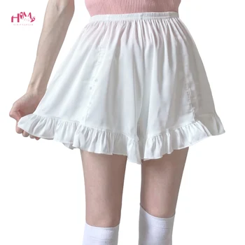 Jaapani Lolita Fashion Neiu Ruffle Lühikesed Püksid Naiste Teismeliste Tüdrukute Kõrge Vöökoht Armas Bloomers Suvel Lahti Pidžaama Püksid Must Valge