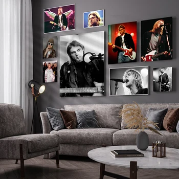 Ansambli Laulja Kurt Cobain Vintage Plakat Muusika Laulja Star Seina Art Maali Baar Pubi Home Decor Retro Seina Kleebised Lõuend