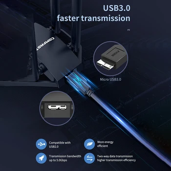 COMFAST CF-WU785AC 1300M WiFi adapter USB 3.0 4-antenni traadita vastuvõtja tugev signaal suure võimsusega USB-wifi-võrgu kaart