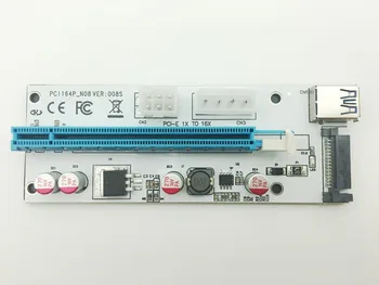 Uus Valge PCI-E Ärkaja 008 Express 1X 4x 8x 16x Extender PCI-E USB Ärkaja 008S Kaardi Adapter SATA 15pin jaoks BTC Kaevandamine Kaevandaja USB3.0