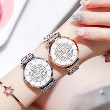 Relogio Feminino 2021 Mode Frauen Edelstahl Armband Uhren Luxus Damen Kleid Diamant Quarzuhr Zegarek Damski
