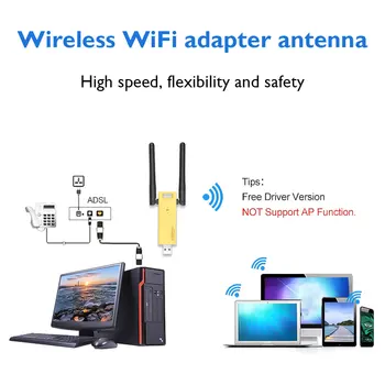 USB WiFi Adapter USB 3.0 Traadita Võrgu Kaart koos 2 5dBi Välise Antenni 1200Mbps 802.11 ac LAN Adapter Antenni