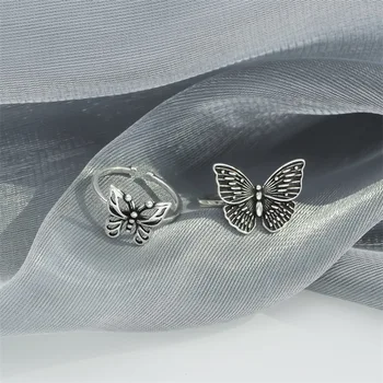 Õõnes liblikas rõngad naiste korea stiilis lihtsad dekoratsioonid tüdrukute vintage esteetiline naiste aksessuaarid, reguleeritav sõrmus