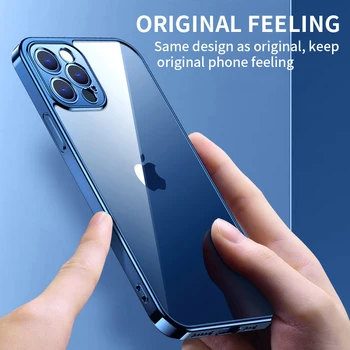 Luksus Ruudukujuline Raam slim Katmine Läbipaistev TPU telefon Case for iPhone 12 11 Pro Max Mini X-XR, XS 7 8 Plus SE 2020 Selge Kate