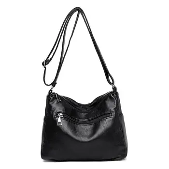 2021 uus Retro naiste kott kahekordne tõmblukk õlakott, mood pehmest nahast käekott lihtne messenger bag trend multi-tasku kott