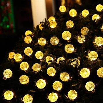 5m 20 LED-Crystal ball Solar Lamp Väljas Aed Veekindel String Tuled Haldjas Lamp Solar Garden Light Christmas Decoration