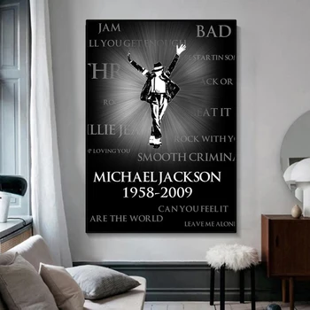 Maailma superstaar Michael Jackson lõuend maalid ja plakatid, must ja valge portree kunsti pildid, kodu kaunistamiseks maalid