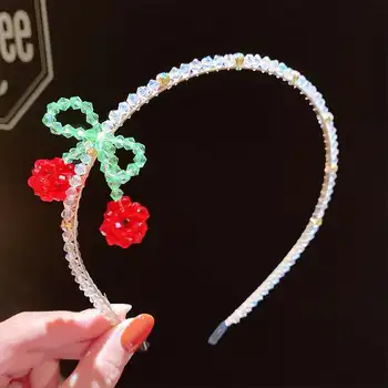 Korea Crystal Bow Hairbands Tüdrukute Kids Armas Kirss Lill Kawaii Juuste Aksessuaarid, Naised, Tamiil Helmed Juuksed Ornament