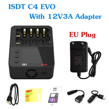 ISDT C4 EVO Smart Laadija Tüüp-C QC3.0 Väljund AA AAA Li-ion Aku ja IPS Ekraan, Adapteriga