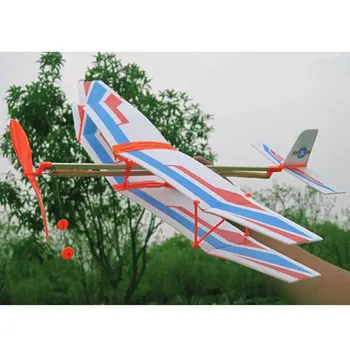 DIY Assamblee Õhusõiduki Lennunduse mudellennukite Powered By kummipaelaga Lapsed Lapsed Väljas Mänguasi, Valge & Sinine