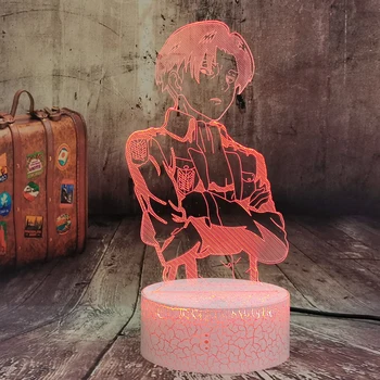 Anime Rünnak Titan Kapten Levi Ackerman Joonis Öö Valgust Home Decor 7 Värvi muuta Beebi Magamistoas Magab Öösel Lamp