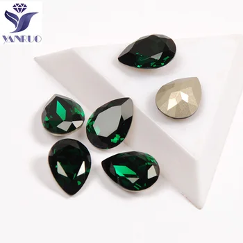 YANRUO 4320 Dorp Emerald Nail Art Kive Diamond Pointback Crystal Väljamõeldud Rhinestone 3D DIY Nail Art Teenetemärgi