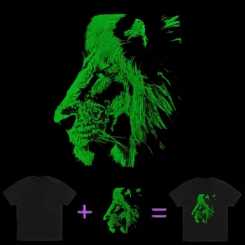 Lõvi peaga Loomade Plaaster Noctilucence sellega tegeleda Riided Kleebised Raud Ons soojusülekande Trükkimine Plaastrid Riided Muster