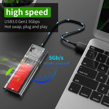 Läbipaistev M. 2 SSD Ruum kiire USB3.0 Gen1 5Gb/S M. 2 NGFF SATA Väline Sisemine kõvaketas Puhul ARVUTI Sülearvuti Lauaarvuti