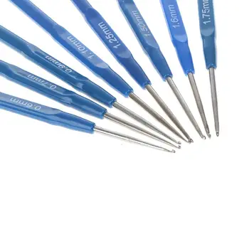 8pcs Sinine Plastikust heegelnõelad Koo Kudumise Jutustama Käsitöö Nõelad 0.6-1.75 mm 517E
