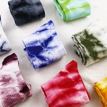 Uus Mood Paarid Naiste ja Meeste Puuvillased Sokid, Värviline Segage Tie-dye Harajuku HipHop Rula Naljakas Õnnelik Weed Toru Sokid