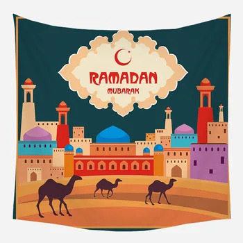 Ramadan Kareem Tapestry Kuu Star Eid Mubarak Religioon Festival Seinal Ripuvad Seinavaibad jaoks elutuba, Magamistuba Mubarak Ornament