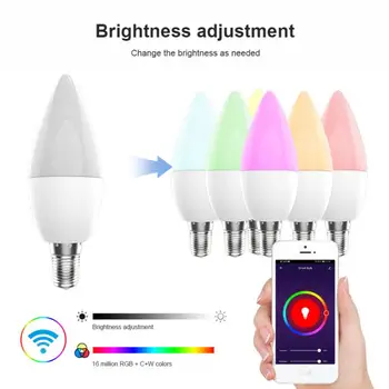 Tuya WiFi Smart Lamp E14 RGB Juhitava Pirn Amazon Alexa Google ' i Kodu kaugjuhtimine