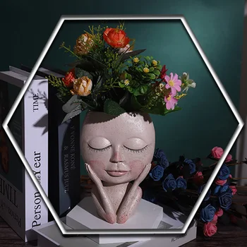 Kunsti Portree Lillepotis Vaik Succulents Taime Pott Inimese Nägu Desktop Vaas Rõdu Kaunistused Koju Aiakaubad