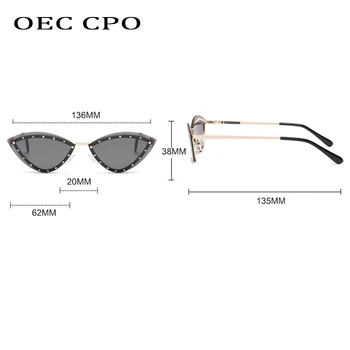 OEC CPO Diamond Rimless Päikeseprillid Naistele Metallist Raam Cat eye Päikeseprillid Naistele Vintage Prillide Naine Brand Prillid UV400